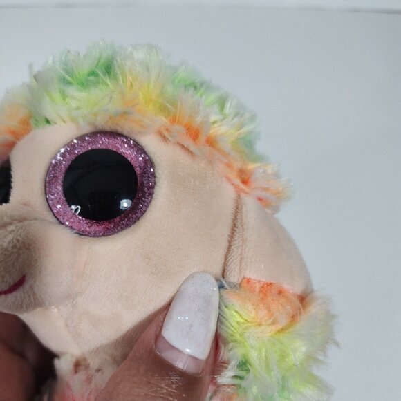 Ty Rainbow Poodle Dog Plush 2017 Stuffed Animal Big Glitter Eyes Colorful - Picture 10 of 11